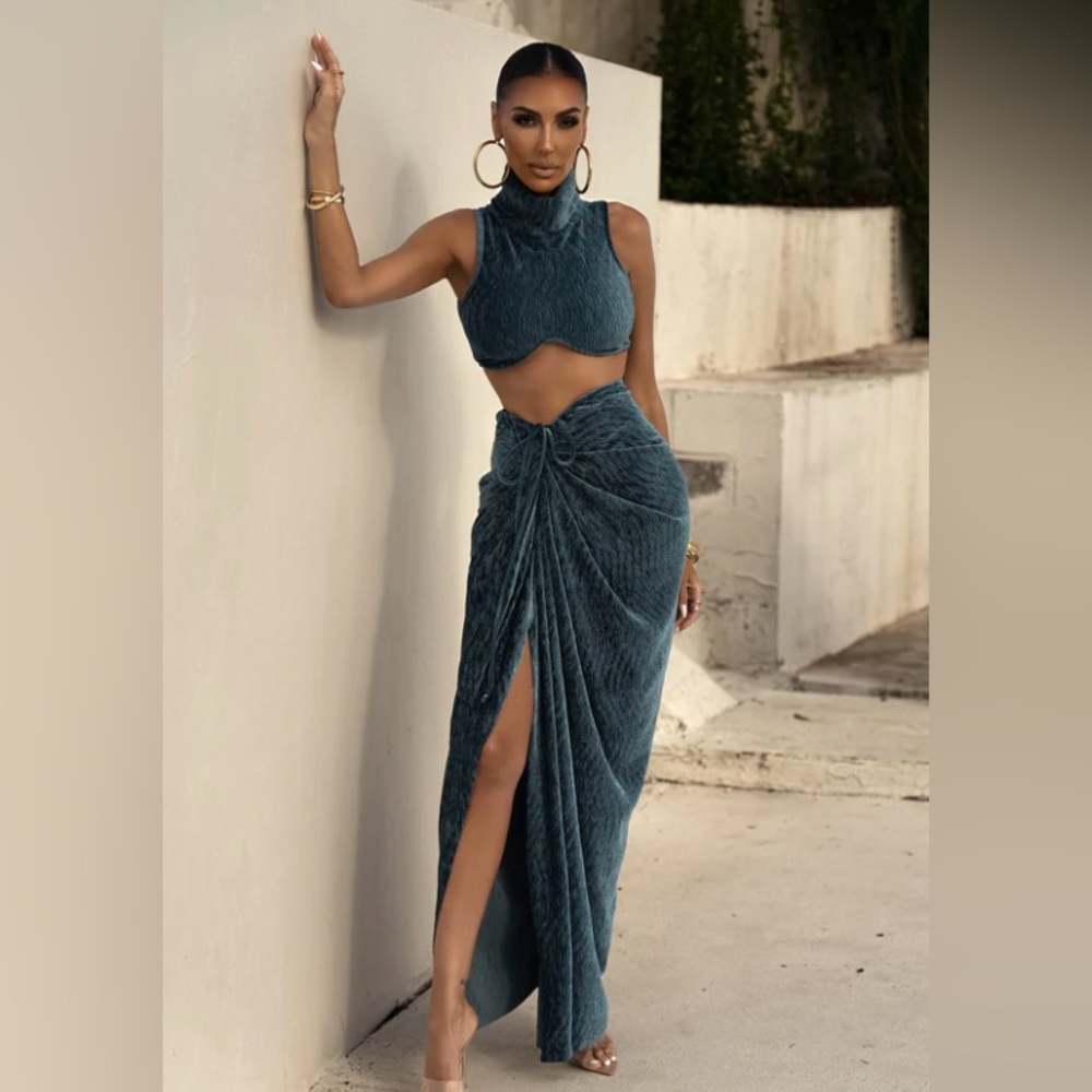 JLUXLABEL Teal Skirt Set